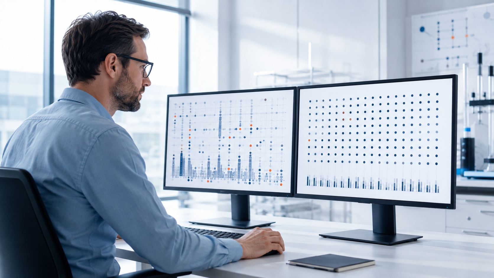Datenanalyst ordnet Datensätze für einen Datenbereinigungs-Service